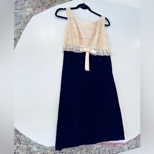 Lace and blue velvet vintage sheath dress fits like a small